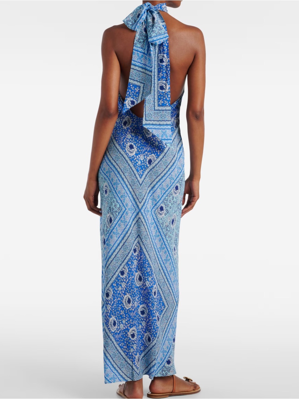 RIXO Blue Paisley Halter Backless Dress - Picture 4 of 8